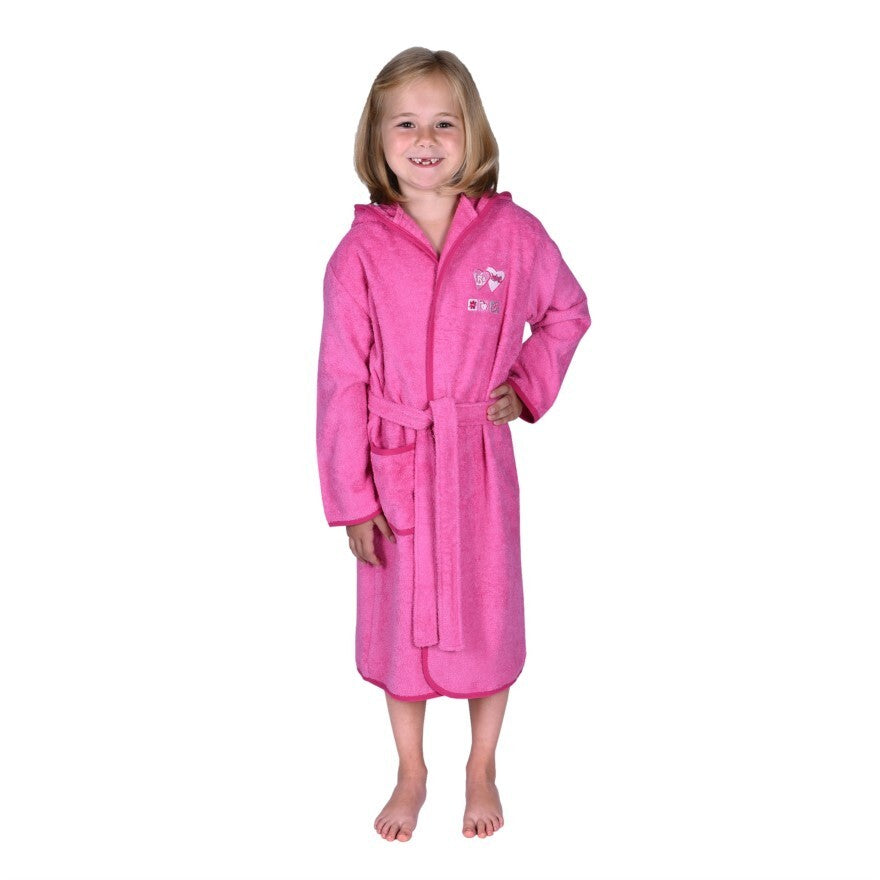 %%  Wörner Südfrottier Mädchen Bademantel "Herz Orchidee " NEUWARE  Gr. 128 %%