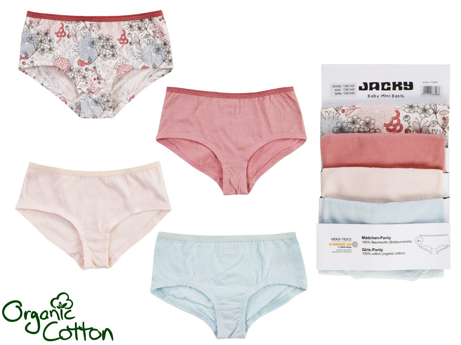 Jacky Baby Mädchen Pantys 4 Pack BIOBAUMWOLLE Gr. 110/116