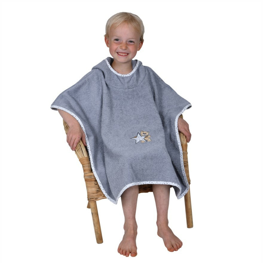 Wörner Südfrottier Teddy stern grau Bade-Poncho 120/75 cm