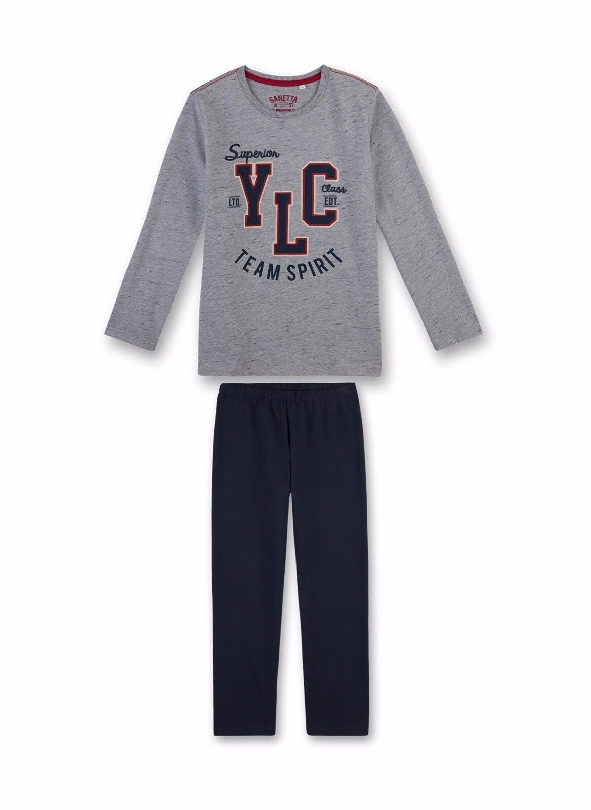 Sanetta Jungen langer Schlafanzug  grau NEUWARE  Gr. 140