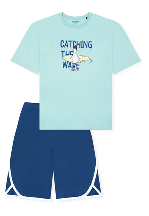 Schiesser Schlafanzug kurz "Catching the Wave" Gr.176