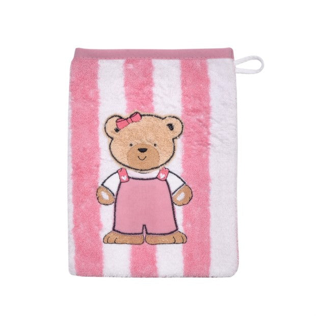 Teddy Ringel rosa Waschhandschuh Größe 15x21 cm