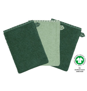 At home grün BIO Waschhandschuh 3er Set 15 x 21 cm