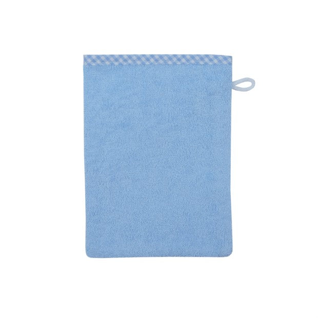 bleu-Vichykaro Waschhandschuh Größe 15x21 cm