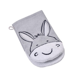 Esel hellgrau Waschhandschuh Größe 15x21 cm