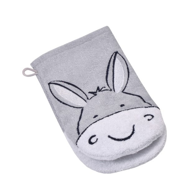 Esel hellgrau Waschhandschuh Größe 15x21 cm