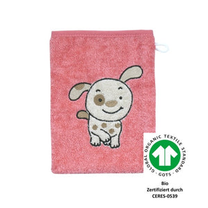 Hund koralle Waschhandschuh BIO Größe 15x21 cm