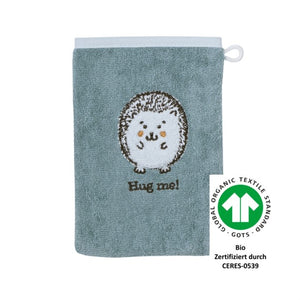 Igel blau Waschhandschuh BIO Größe 15x21 cm