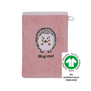 Igel rosa Waschhandschuh BIO Größe 15x21 cm