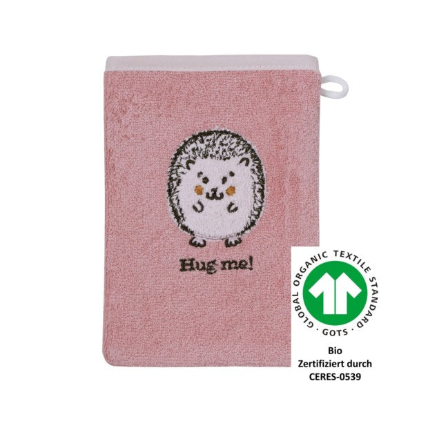 Igel rosa Waschhandschuh BIO Größe 15x21 cm