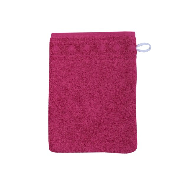 Wörner Südfrottier Jacquard R beere Waschhandschuh Größe 17x22 cm