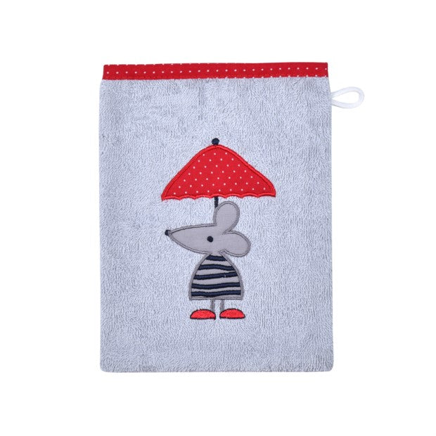 Maus Schirm chrom Waschhandschuh Größe 15x21 cm