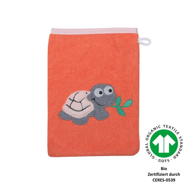 Wörner Südfrottier BIO Schildkröte lachs Waschhandschuh Größe 15x21 cm