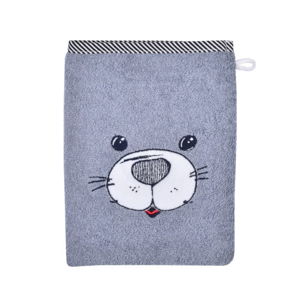 Seehund grau Waschhandschuh Größe 15x21 cm