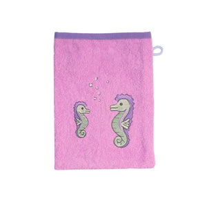 Seepferdchen hellflieder Waschhandschuh Gr. 15x20 cm