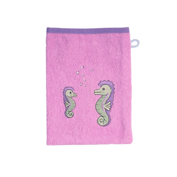 Seepferdchen hellflieder Waschhandschuh Gr. 15x20 cm