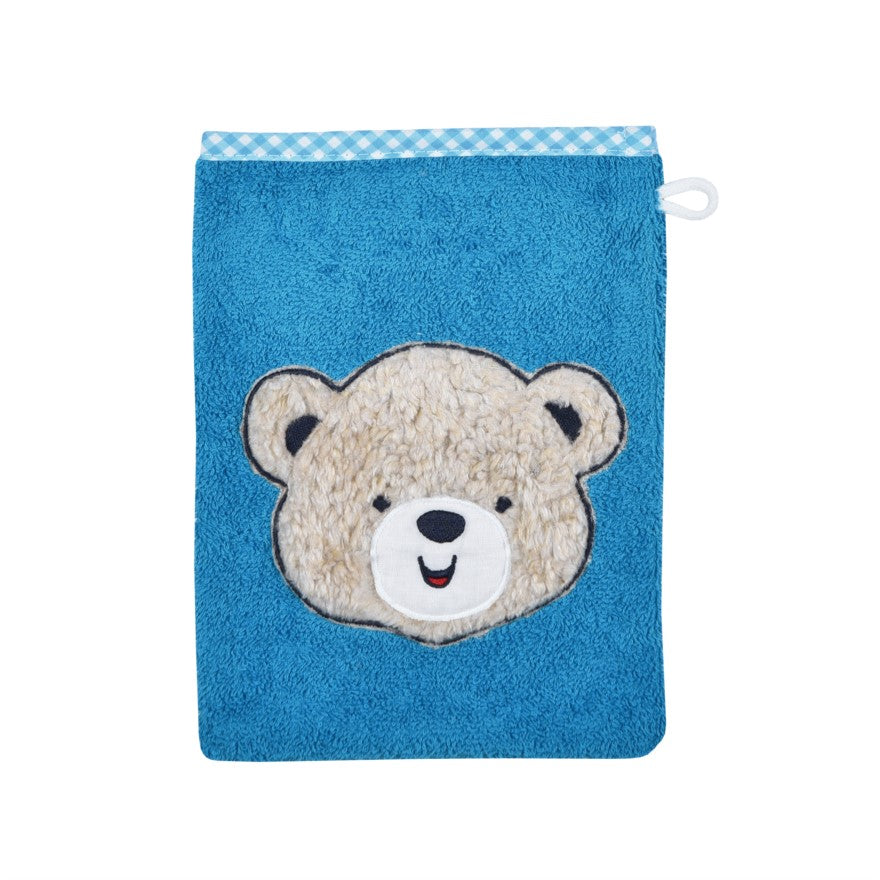 Wörner Südfrottier Teddykopf petrol Waschhandschuh Größe 15x21 cm