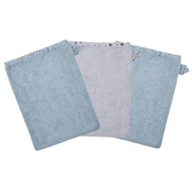 Wörner Südfrottier Wal blau/grau Waschhandschuh 3er Set 15 x 21 cm