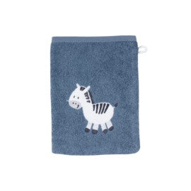 Wörner Südfrottier Zebra dunkelblau Waschhandschuh Größe 15x21 cm